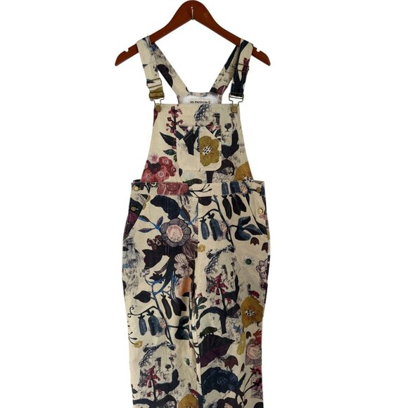 Floral Wide-Leg Bib Overalls By White Stuff With Adjustable Straps & Pocket Desi - Picture 5 of 10